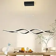 Jaycomey Modern Chandelier,Dimmable LED Pendant Light,Acrylic Wave Contemporary Chandeliers for Dining Rooms Dinner Table Kitchen Restaurant,3000K-6000K,28W,Black
