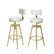 Levede 2x Velvet Swivel Bar Stool White