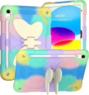 iPad 10th Generation 2022 Case with Kickstand Butterfly Wings, Heavy Duty Rugged