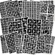 ChurlChurl 575pcs Temporary Tattoo Stencil Kit - 20 Sheets Henna Tattoo for Women, Girls, Kids and Boys - Face Body Paint DIY Art Reusable Glitter Tattoo Pack