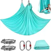 HPAMR Aerial Yoga Hammock 6M Aerial Pilates Yoga Swing Set, Aerial Silks Antigravity Swing Yoga Inversion Exercises, Strength training,starter hardware kit Includes Carabiner, Daisy Chain