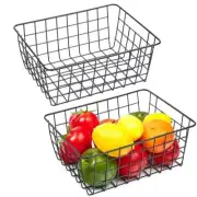 LeleCAT Wire Baskets with Handles Wire Storage Organizer Bin Baskets, Pantry, Cl