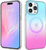 [VENINGO] iPhone 14 Pro Max Case, Compatible with Magsafe Gradient Shockproof Anti-Slip Protective Cover for iPhone 14 Pro Max 6.7 Inch,Blue Gradient Pink