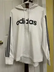 New Adidas Hoodie Women's White Essential Logo Pullover Sweater Small