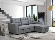 Camden Fabric 2-Seater With Sofa bed & Reversable Storage Chaise-Grey