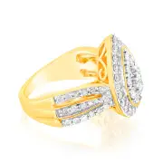 1 Carat Diamond Cluster Ring with 69 Round Brilliant Diamonds in 9ct Yellow Gold, M