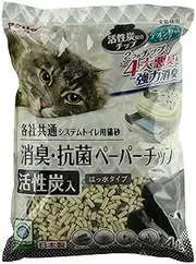 Petio Cat Litter for System Toilet, Deodorizing, Antibacterial Paper Chip Activated Carbon, 1.1 gal (4 L), Sold in Case
