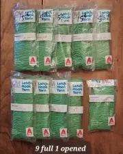 Vtg Lot Columbia Minerva APPLE GREEN #3210 Latch Hook Rug Yarn 9 Sealed-1 Opened