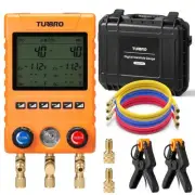 Digital Manifold Gauge Set with 2 Wired Temperature Clamps and 3 Hoses, HVAC ...