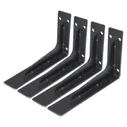 4pcs Black Shelf Bracket 10 inch L Floating Shelf Bracket for Shelves