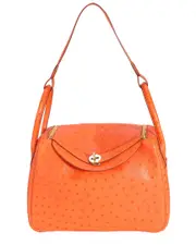 Herms Orange Ostrich Lindy 30 GHW (Authentic Pre-Loved)