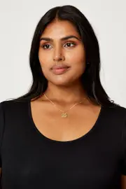 Gold Plus Square Coin Charm Necklace
