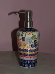 Polish Pottery Lotion or Soap Dispenser! UNIKAT Paper Lanterns Pattern!