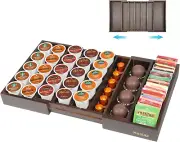 Coffee Pod Holder Drawer, Bamboo K Cup Holder Compatible with Nespresso Vertuo C