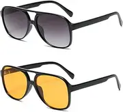 [ESOMAVRIX] Retro 70s Sunglasses for Women Men Classic Large Squared Frame Trendy Orange Glasses, Orange Glasses/3257