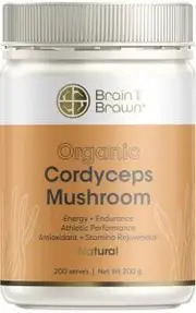 BRAIN AND BRAWN Organic Cordyceps Mushroom Natural 200g