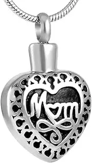 Generic Dad in Heart Mom in Heart Son in Heart Cremation Urn Pendant for Loved Ones Ashes with Snake Chain Necklace