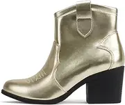 [Soda] “TELLER” ~ Women Western Stitched Pointed Toe Low Block Heel Ankle Boot