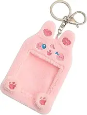 KALLORY Animal Card Case Id Card Holder Clip Plush Postcard Holder for Backpack