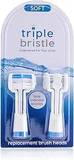 Triple Bristle Sonic Toothbrush Replacement Heads Cleaner Teeth & Whiter Smile 1/3 The time - 2 Pack Blue
