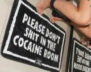 NWT alf A$$holes Sh*t Here black white block letter non-slip bath mat