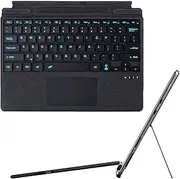 Type Cover for Microsoft Surface Pro 11 / Pro 10 / Pro 9 / Pro 8 / Pro X, 7-Color Backlight Keyboard with Touchpad, Portable Ultra-Thin Detachable Keyboard (with Pen Holder),Black