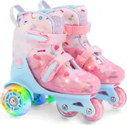Toddler Roller Skates, 4 Adjustable Sizes, Fun Illuminating, Safety Three-Point