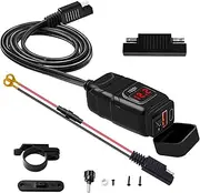 Motorcycle USB Charger Type-c Charger Super Fast Charger QC3.0 with Voltmeter ON/Off Switch for Phone Tablet 7/8inch Handlebar