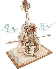 ROKR 3D Puzzles for Adults 1:5 Scale Cello Model Kit with Base 199pcs Wooden Music Box Building Kit Desk Men Women Hobby for Adults