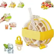 My Crush Cup Ice 2-in-1 Cool Summer Ice Bottle Cup Portable Ice Cube Tray Cup with Straw & Lid Touch-Free Cube Making Bottle Easy Press to Release for Picnics Travel Home Outdoor (Yellow)