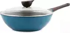 Neoflam Eela 12'' Non Stick Chef's Wok with Glass Lid, Stir Fry Pan and POFA-...
