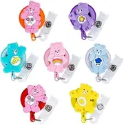 zuzengstory 7pcs Retractable Badge Holders. Cartoon Cute Retractable Badge Reel, Badge Reel Holder for Children and Nurses, Clip-on Name Badge Holder for Office, (zu07)