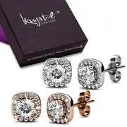 Boxed 2-Pairs Lux Studs Set Embellished with SWAROVSKI® Crystals