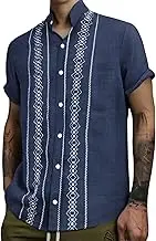 Shirts for Men Personalised T Shirt Slim Fit Patterned Oxford Shirts Short Sleeved Men's Tops with Contrast Cuffs Short Sleeve Golf Polo Zip Grey Graphic Collared Multipack