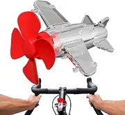 Cxiskyu LED Light Propeller Airplane,LED Light Propeller Airplane,Wind Power Aircraft Propeller Decoration for Bike | Anti-Collision LED Warning Waterproof Mirror for Handlebar