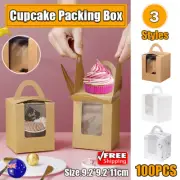 100 Single Serve Cake Cupcake Boxes Portable Paper Party Packing Supplies AU