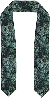 [SKKNT] Green Succulent Print Graduation Shawl Stole For Academic Commencements Honor Sash Congratulations Gift