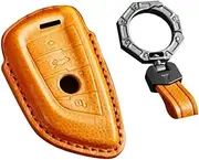 HIBEYO Key Fob Cover fit for BMW X1 X3 X5 X6 X7 F20 F15 F16 F48 G20 G30 G01 G02 G05 G11 G32 1 3 7 Series key case keyring Remote Protect key Shell Holder Keychain Accessories 4 buttons