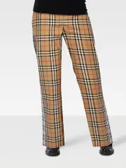 Beige Nova Check Slim Trousers