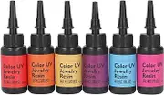 Respicefinem 6Pcs 10ml Resin For DIY Jewelry Set With White Silver Gold Black Red Light Blue Colors Easy Operation Quick Curing Bright Vivid Color Widely Used Resin (Set C (Deep Pink, Pale Yellow, Orange, Red, Light)