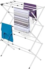 Pre-Assembled Clothes Drying Rack, XICEN Retractable Clothes Rack, Space-Saving Laundry Rack, Expandable Laundry Drying Rack, Towel Rack for Indoor and Outdoor Use, White
