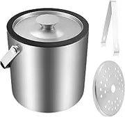 RdjEokf Double-Wall Stainless Steel Insulated Ice Bucket, with Lid and Ice Tong, Ice Bucket Container, for Chilling Beer Cocktail Bar Parties, for Home Bar, Chilling Beer, Champagn