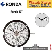 Genuine Ronda 507 Watch Movement 3 Hands Day and Date at 3 (Multiple Variations)