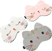 GOOHOCHY 3Pcs Cartoon Eye Mask Adorable Sleeping Masks for Adults Light Blocking Eye Shades for Naps Travel and Home Use