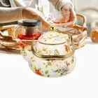 Floral Enameled Water Kettle Pear-shaped Coffee Pot New Enamel Teapot