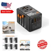 Compact GaN 65W International Plug Adapter - 4 USB Ports for Fast Charging Needs