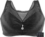 [XWSM] Bandeau Tube Top Bra With Prosthesis Pocket For Mastectomy Middle Elderly Post Surgical Sleep Yoga Everyday Underwear (Color : Black, Size : 95/42A)