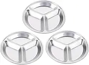 UTHCLO 3Pcs Stainless Steel Multi Grid Sauce Plates Divided Spice Serving Dishes with Compartments for Condiments Appetizers and Desserts Round Design