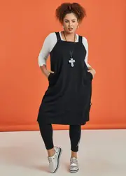 [Taking Shape] Taking Shape Ponte Off Duty Pinafore Dress Size 20 in Black - Plus Size Women's Clothing Black