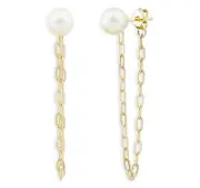 Bloomingdale's Fine Collection Cultured Freshwater Pearl Paperclip Link Chain Drop Earrings in 14K Yellow Gold
